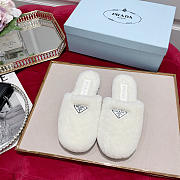 Prada Fur Slides Mules White P12408 - 1