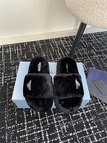 Prada Slide Fur Black 2024FW