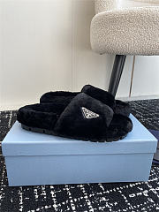 Prada Slide Fur Black 2024FW - 5