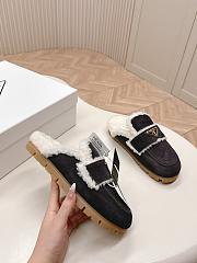 Prada Suede and Shearling Slippers Black - 4