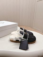 Prada Suede and Shearling Slippers Black - 2