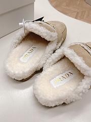 Prada Suede and Shearling Slippers Ecru - 6