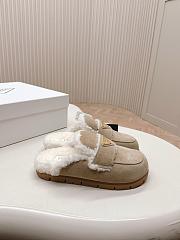 Prada Suede and Shearling Slippers Ecru - 5