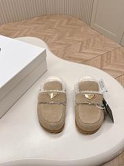 Prada Suede and Shearling Slippers Ecru - 2