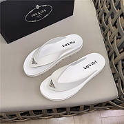 Prada Triangle-Logo Flip Flops White - 5