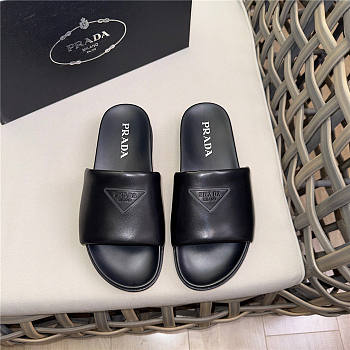 Prada Triangle-logo Pool Slides Black
