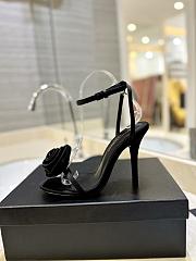 Saint Laurent Sandals Black Rose 9cm - 4