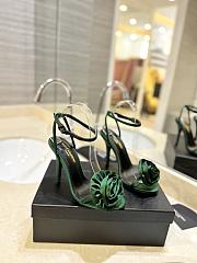 Saint Laurent Sandals Green Rose 9cm - 5