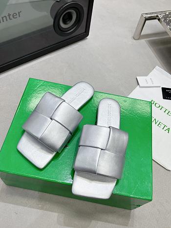 Bottega Veneta Patch Flat Mules Silver