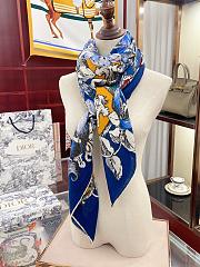 Dior Cashmere Lion Square Scalf 1117 Blue Size140x140cm - 5