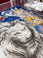 Dior Cashmere Lion Square Scalf 1117 Blue Size140x140cm - 3