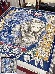 Dior Cashmere Lion Square Scalf 1117 Blue Size140x140cm - 2