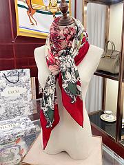 Dior Cashmere Lion Square Scalf 1117 Red Size140x140cm - 6