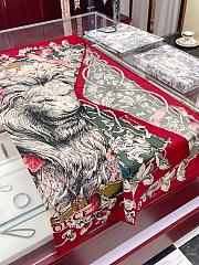 Dior Cashmere Lion Square Scalf 1117 Red Size140x140cm - 4