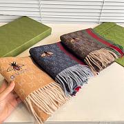 Gucci Bee Embroidery Scarf Beige 1140 Size 200x35cm - 6