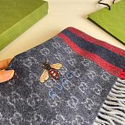 Gucci Bee Embroidery Scarf Blue 1140 Size 200x35cm - 3