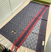 Gucci Bee Embroidery Scarf Blue 1140 Size 200x35cm - 2