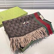Gucci Bee Embroidery Scarf Brown 1140 Size 200x35cm - 6