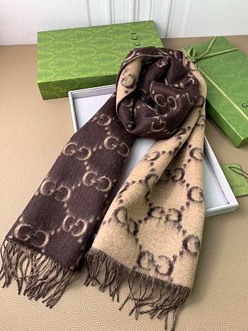 Gucci Scarf Unisex Brown 1132 Size 196x32cm