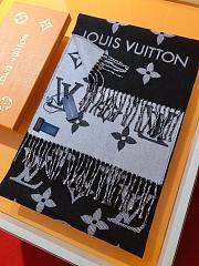 LV Monogram Cashmere Scarf Black 1154 Size 186x34cm - 6