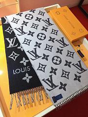 LV Monogram Cashmere Scarf Black 1154 Size 186x34cm - 5
