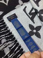 LV Monogram Cashmere Scarf Black 1154 Size 186x34cm - 3