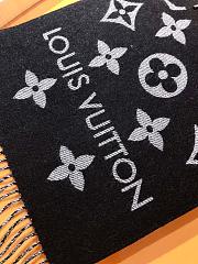 LV Monogram Cashmere Scarf Black 1154 Size 186x34cm - 2