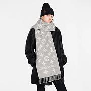 LV Monogram Cashmere Scarf Grey 1154 Size 186x34cm - 6