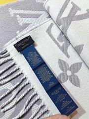 LV Monogram Cashmere Scarf Grey 1154 Size 186x34cm - 3