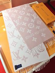 LV Monogram Cashmere Scarf Pink 1154 Size 186x34cm - 5