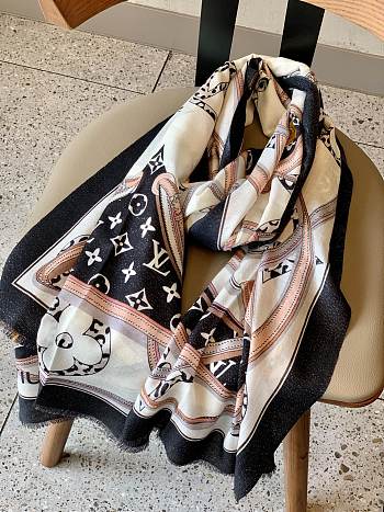 LV Scarf 1059 Pink Black Size 100x200cm