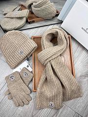 Moncler Wool Beanie Scalf Gloves Set Beige 1164 - 6