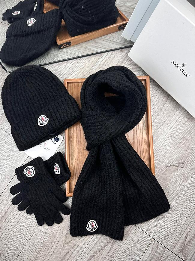 Moncler Wool Beanie Scalf Gloves Set Black 1164 - 1