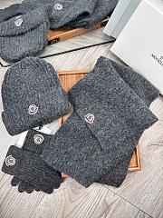 Moncler Wool Beanie Scalf Gloves Set Grey 1164 - 2