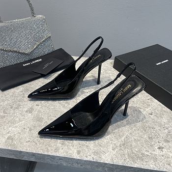 Saint Laurent Slingback Leather Pumps Black 10CM