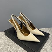 Saint Laurent Slingback Leather Pumps Cream 10CM - 4