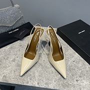 Saint Laurent Slingback Leather Pumps Cream 10CM - 2