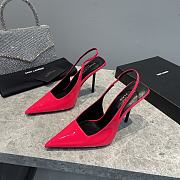 Saint Laurent Slingback Leather Pumps Red 10CM - 1
