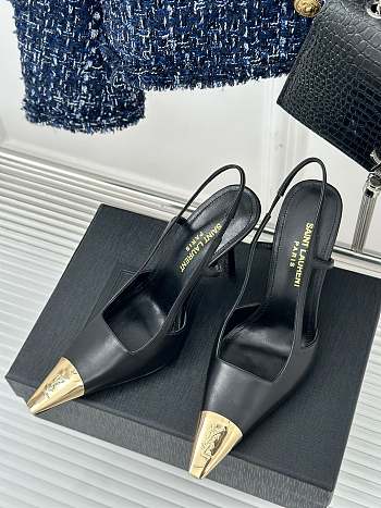 Saint Laurent Slingback Pumps Rough Skin Black 10CM