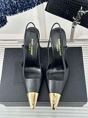 Saint Laurent Slingback Pumps Rough Skin Black 10CM - 3