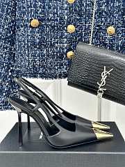 Saint Laurent Slingback Pumps Rough Skin Black 10CM - 5