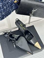 Saint Laurent Slingback Pumps Rough Skin Black 10CM - 2