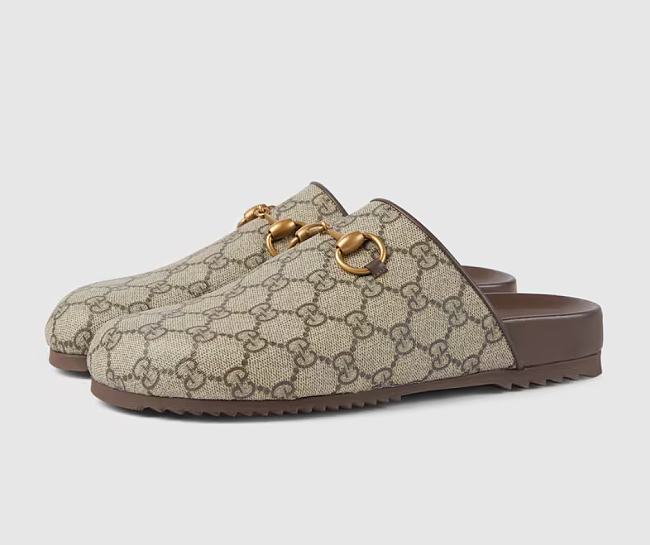 Gucci Women's Horsebit Slipper Beige Supreme Canvas - 1