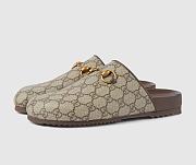 Gucci Women's Horsebit Slipper Beige Supreme Canvas - 1