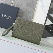 Dior Khaki Embossed Triangle Clutch B930270 Size 27x19x6cm - 3