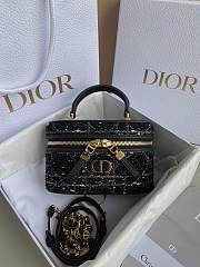 Dior Caro Vanity Black Tweed Makeup Bag Size 16×8×9cm - 1