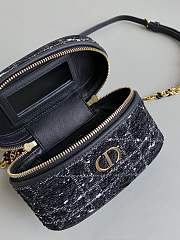 Dior Caro Vanity Black Tweed Makeup Bag Size 16×8×9cm - 5