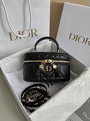 Dior Vanity Black Leather Makeup Bag Size 16×8×9cm - 1
