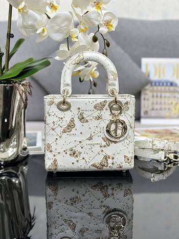 Dior Embroidered Butterfly White Gold Size 20x16x8cm