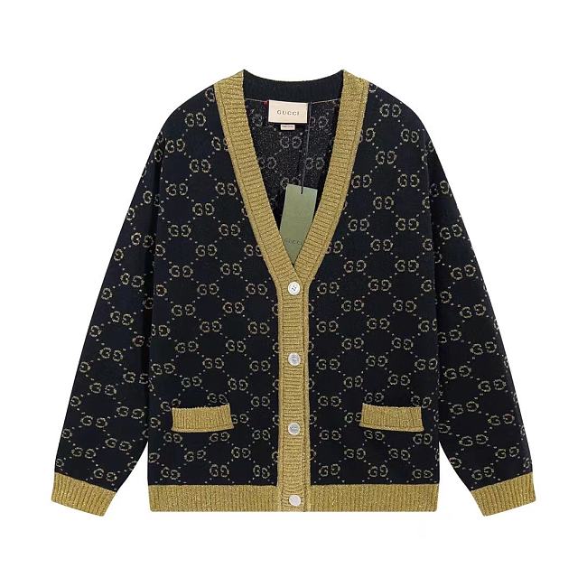 GG Cotton Lamé Cardigan Black - 1